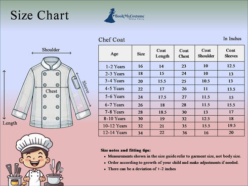 Chef Baker Professional Cook Kids Fancy Dress Costume